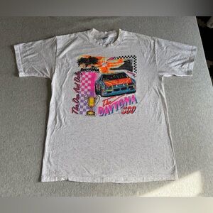 VINTAGE 1990’s NASCAR Racing Daytona
500 short sleeve tee shirt Light Gray XL
